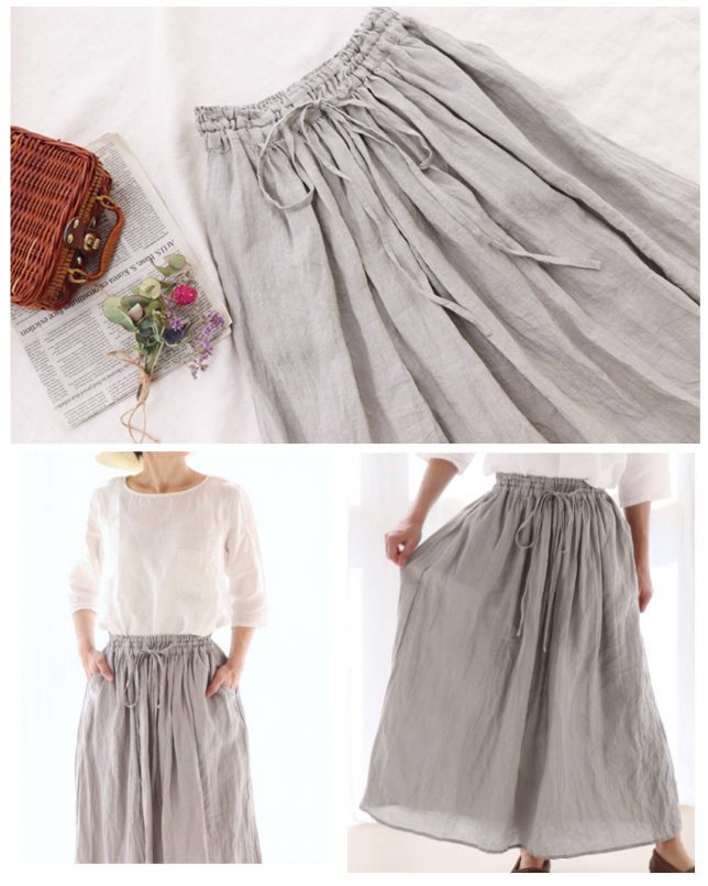 ワイド幅ベルギーリネン60番手-IN50476 ‐skirt