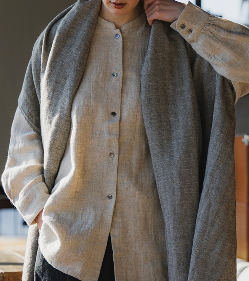 綾織りラミー リネンウール25番手