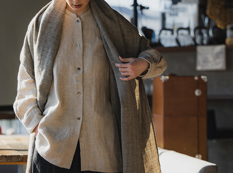 生地の森 綾織りラミー リネンウール25番手