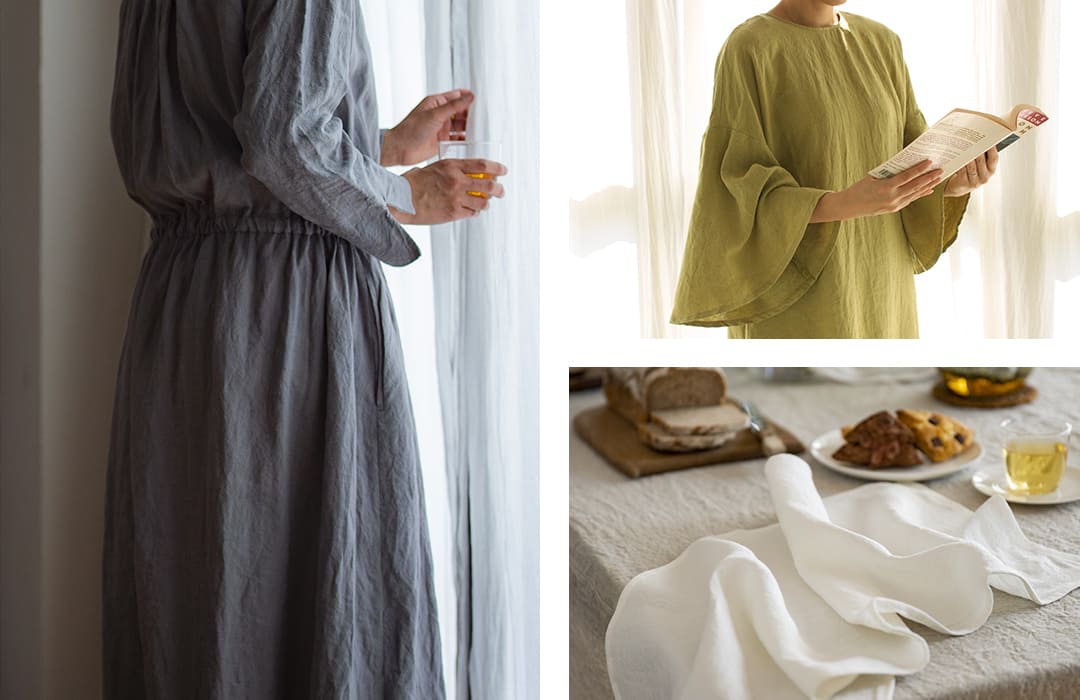 洗いこまれたベルギーリネン40番手におすすめの作品 ワンピース ブラウス テーブルリネン クロス