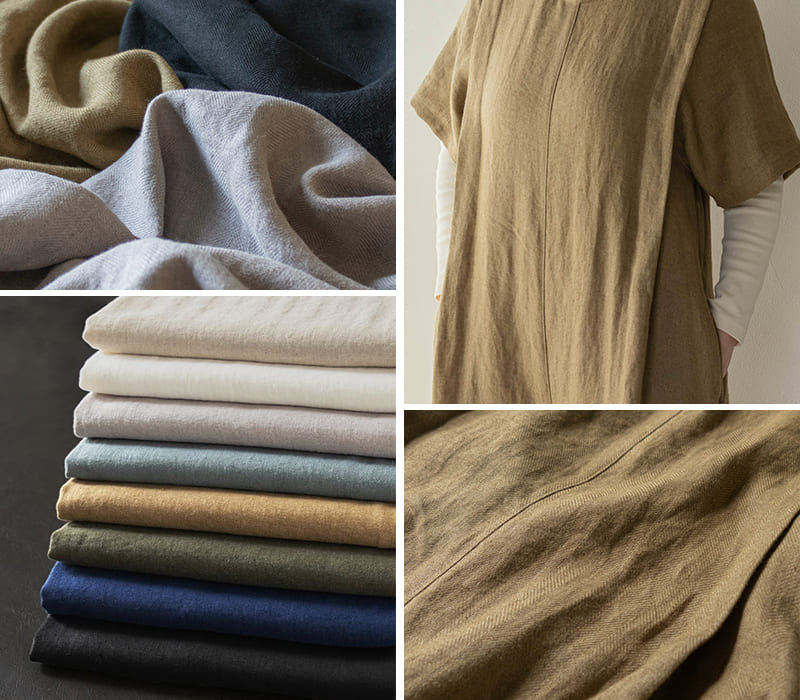 生地の森 スペシャルバリューセール商品 アンティーク風ラミーリネンヘリンボン25番手