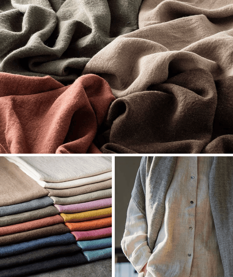 綾織りラミーリネンウール25番手 生地の森の冬のリネン「ウィンターリネン」