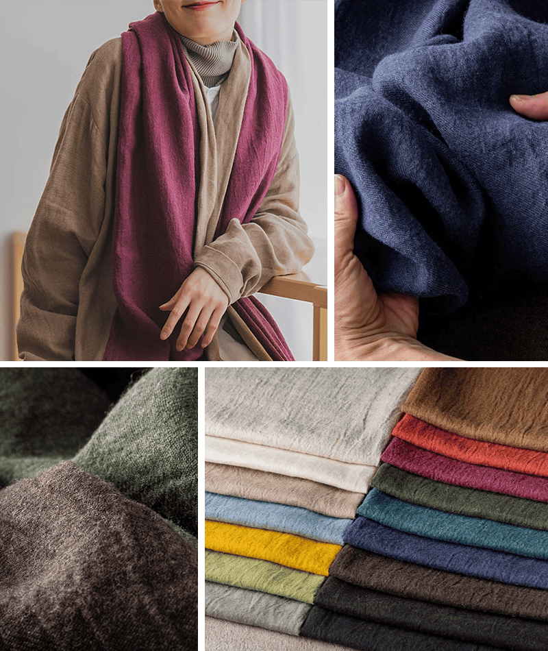 綾織りベルギーリネンウールビエラ40番手 生地の森の冬のリネン「ウィンターリネン」