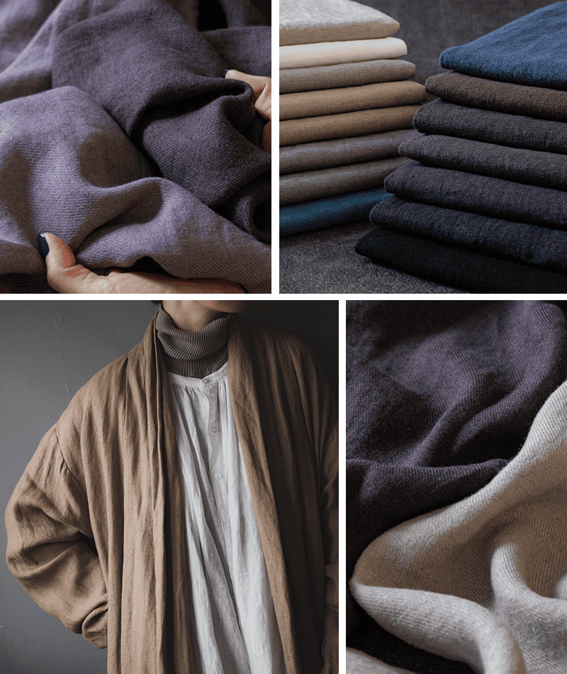 綾織りアンティーク風ラミーリネン25番手 生地の森の冬のリネン「ウィンターリネン」