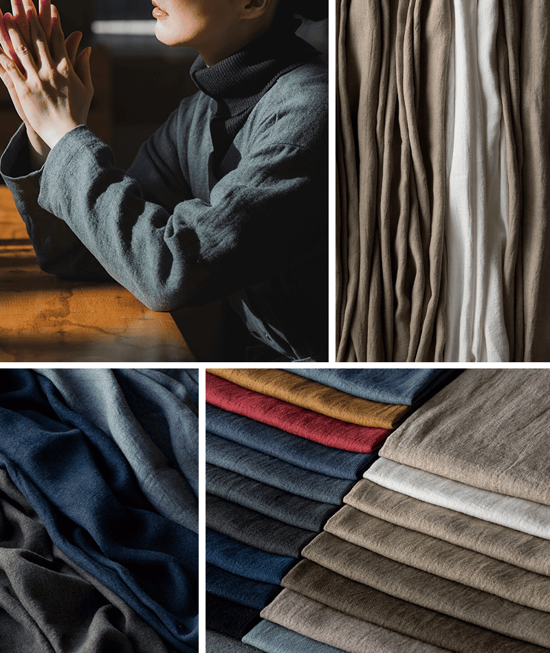 ラミーリネンビエラダメージダイドウォッシュ 生地の森の冬のリネン「ウィンターリネン」