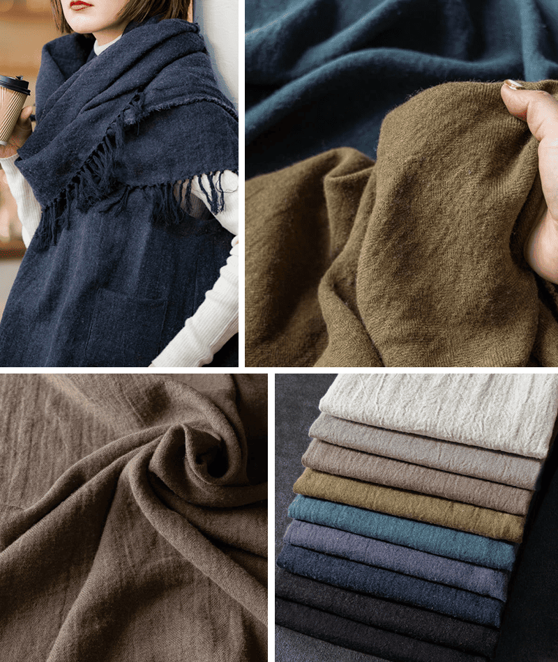 ラミーリネンウールヘリンボン25番手 生地の森の冬のリネン「ウィンターリネン」