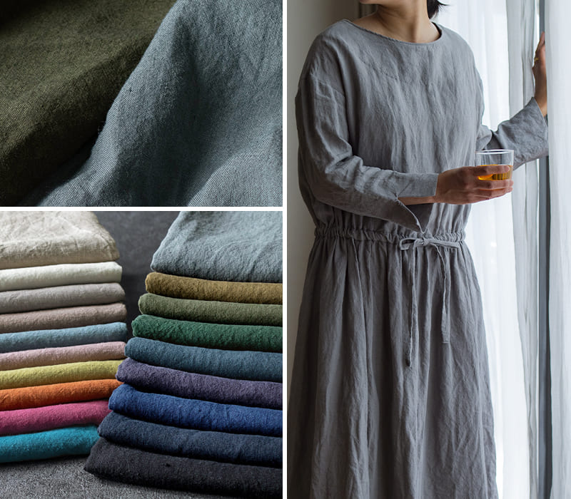 洗いこまれたベルギーリネン40番手 生地の森