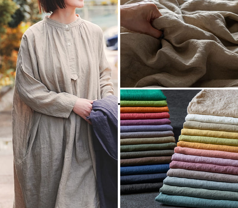 洗いこまれたベルギーリネンローン60番手 生地の森