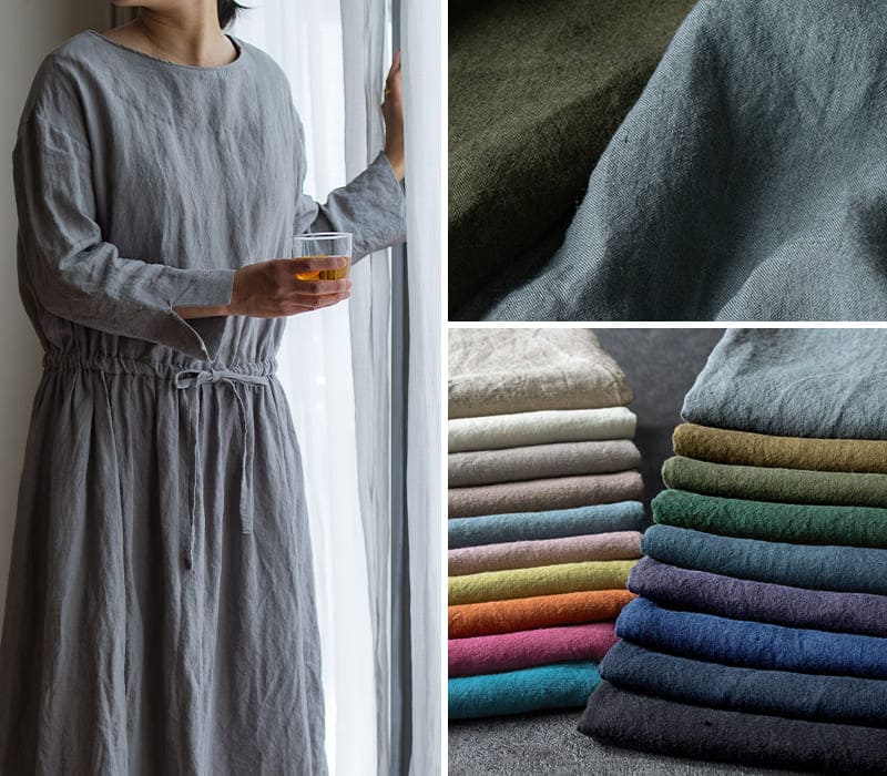 洗いこまれたベルギーリネン40番手 生地の森