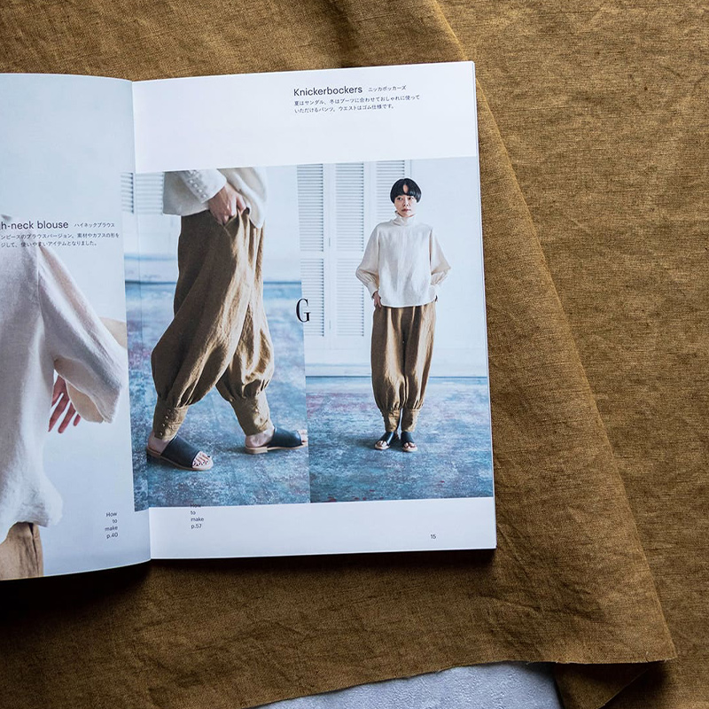 まのあきこ ニュアンスのある大人服に掲載されました ニッカボッカーズ ベルギーリネン40番手リュードバックハーフ 生地の森