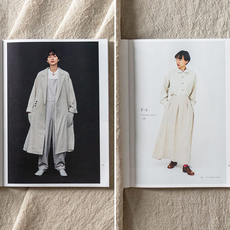 書籍掲載 the last flower of the afternoon 物語を紡ぐ衣服 平織り ラミー リネンウール キャンバス 25番手 生地の森 ソーイング本