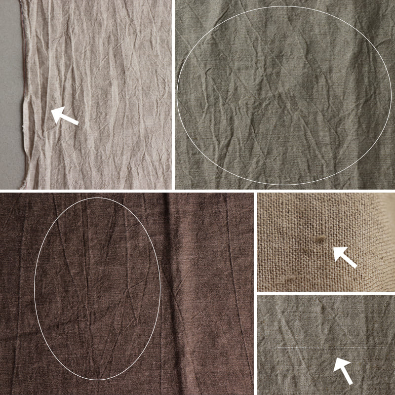 洗いこまれた平織りリネンウール60番手の注意画像