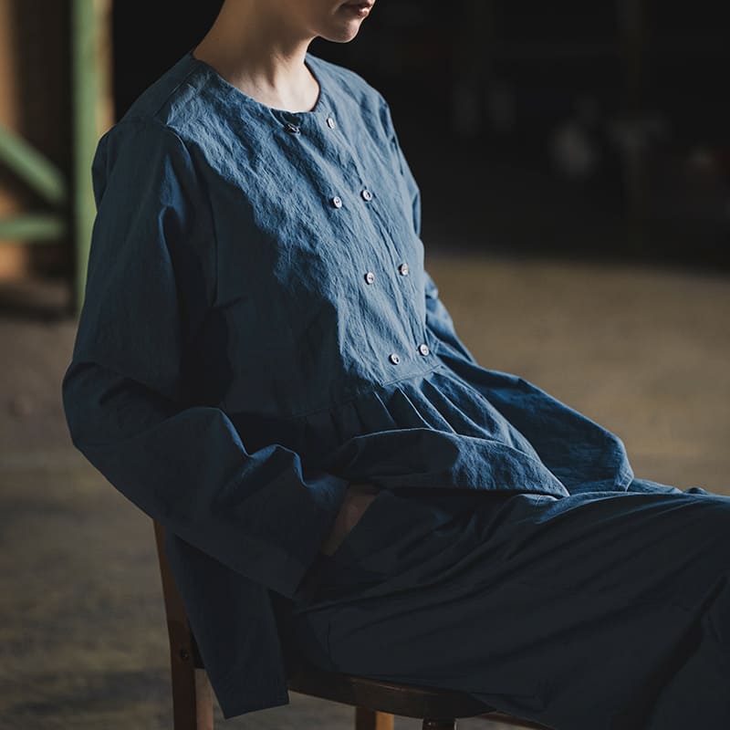 綿麻ダンプダメージダイド 広幅  コットンリネン ムラ染め