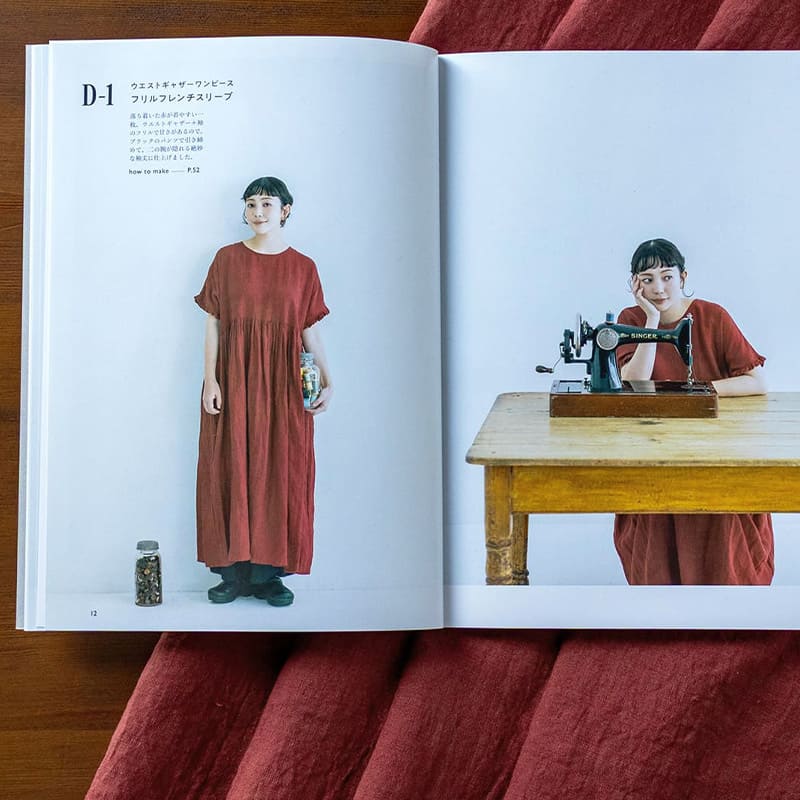 BLUE BERRY JAM の 一年中重ねて楽しむ服づくり に掲載されました ワンピース 平織りベルギーリネン60番手広幅『ベルフロー』 生地の森