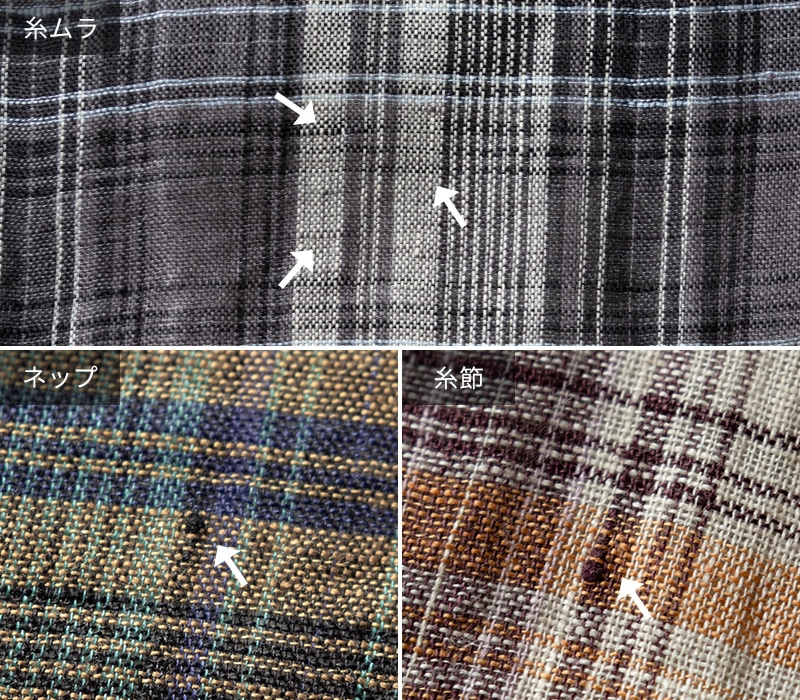 先染め異番手リネンマドラスチェックの注意画像