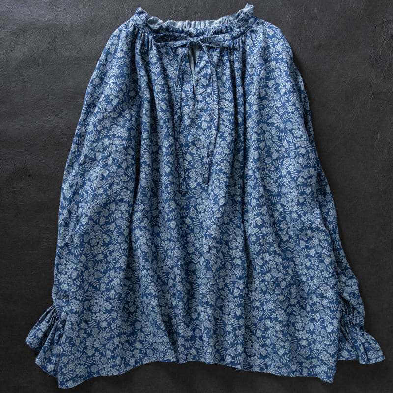 生地の森 リネン生地 【生地の森限定モデル】リバティプリントリネン エディナム・シャドウで作ったブラウス