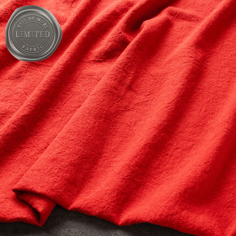 【限定版】平織りラミーリネンウールキャンバス25番手　特別色 ガーネットレッド 秋冬