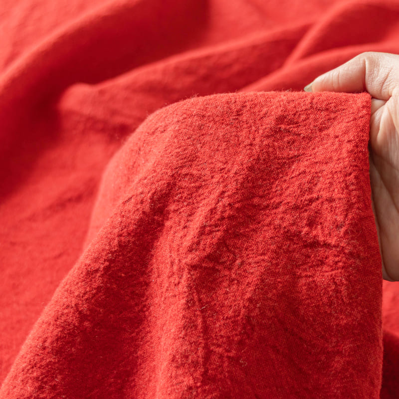 【限定版】平織りラミーリネンウールキャンバス25番手　特別色 ガーネットレッド 秋冬