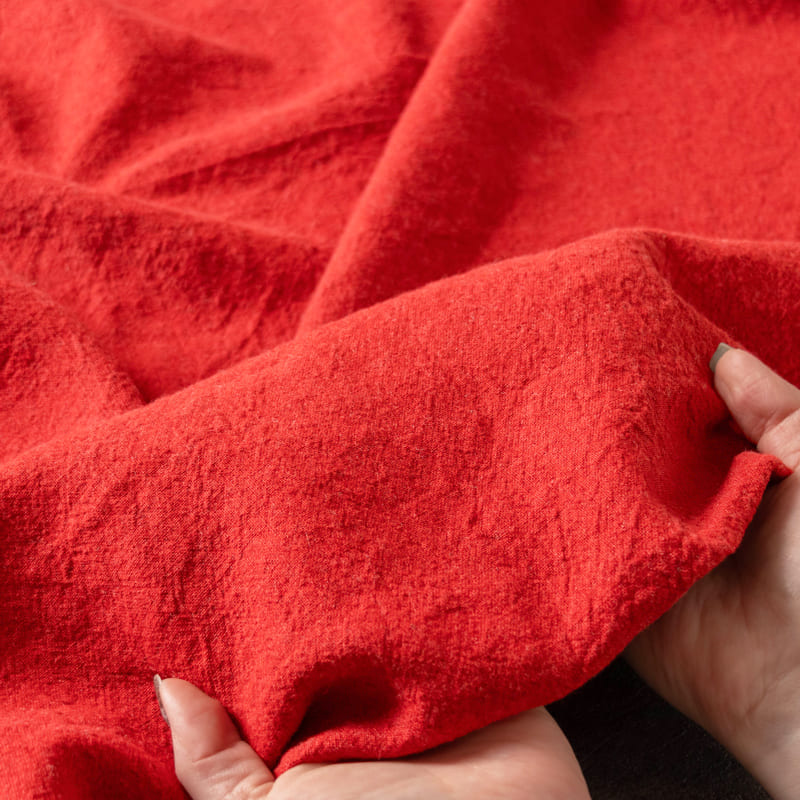 【限定版】平織りラミーリネンウールキャンバス25番手　特別色 ガーネットレッド 秋冬