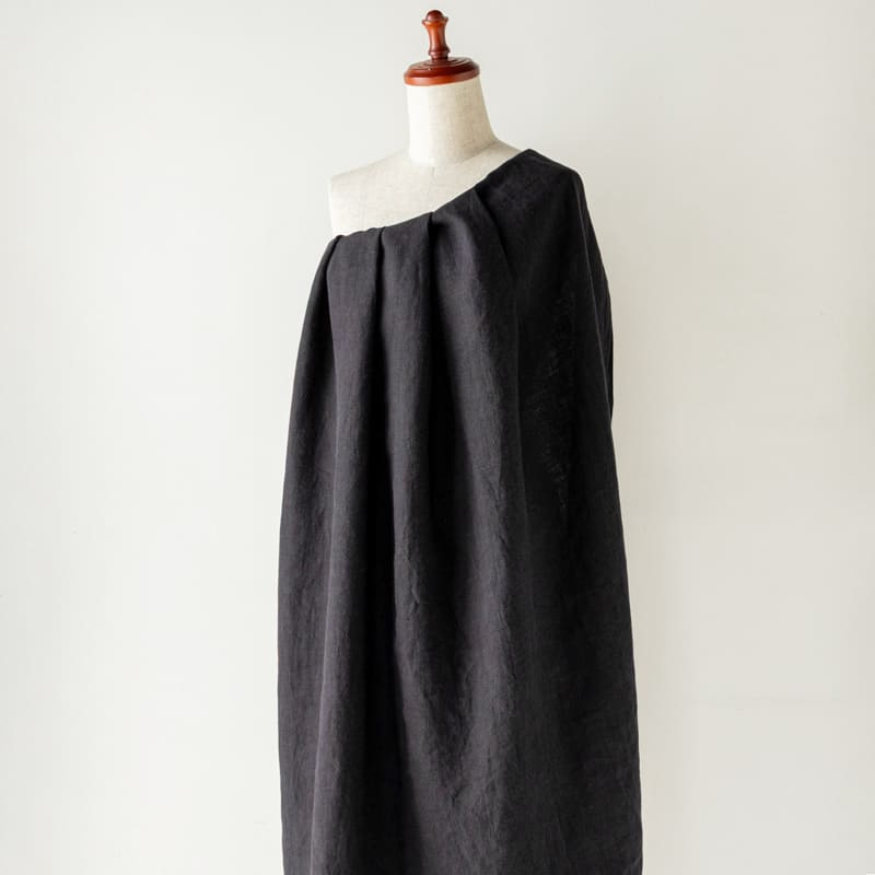 洗いこまれた綾織りベルギーリネン40番手【限定色】ブラックベリー