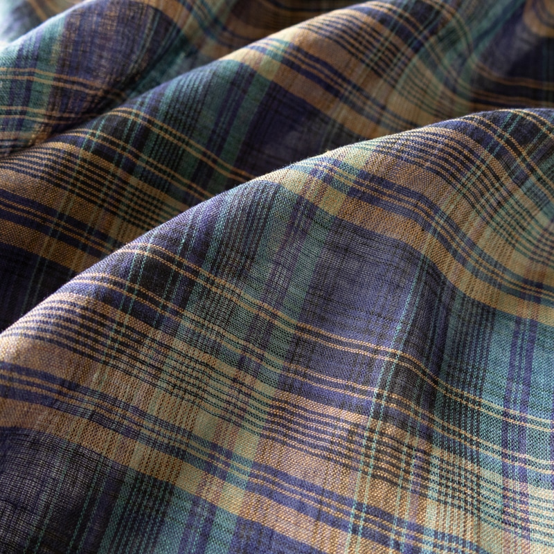先染め 異番手 リネン マドラスチェック リネン生地 チェック柄 生地の森