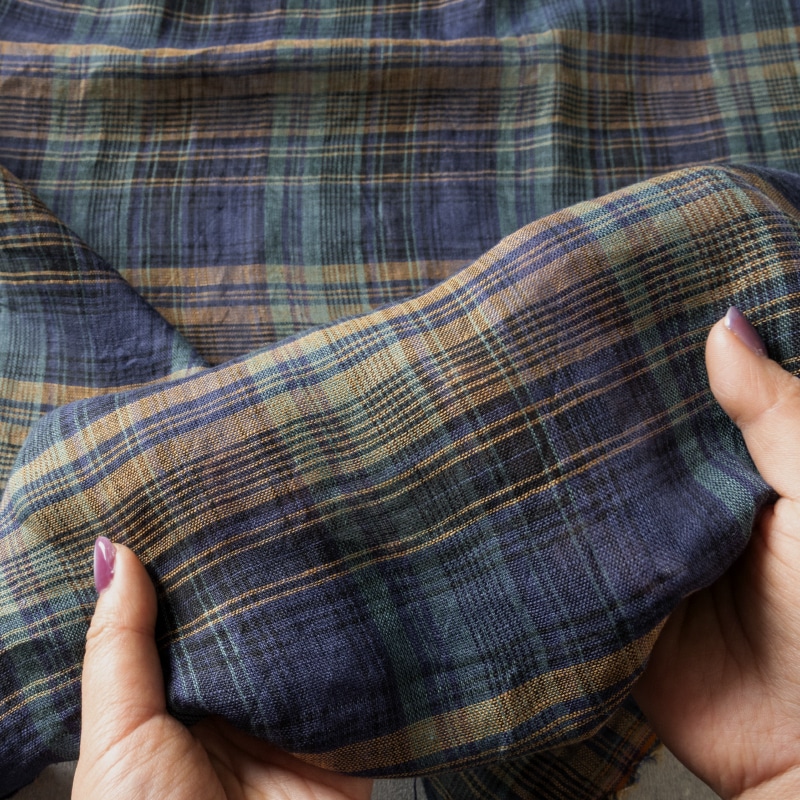 先染め 異番手 リネン マドラスチェック リネン生地 チェック柄 生地の森