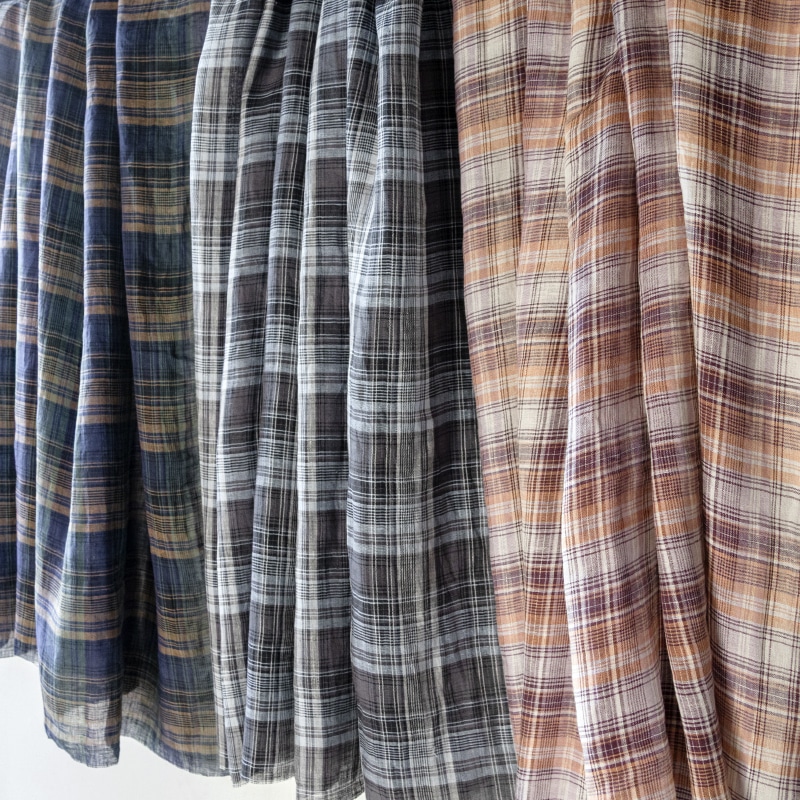 先染め 異番手 リネン マドラスチェック リネン生地 チェック柄 生地の森