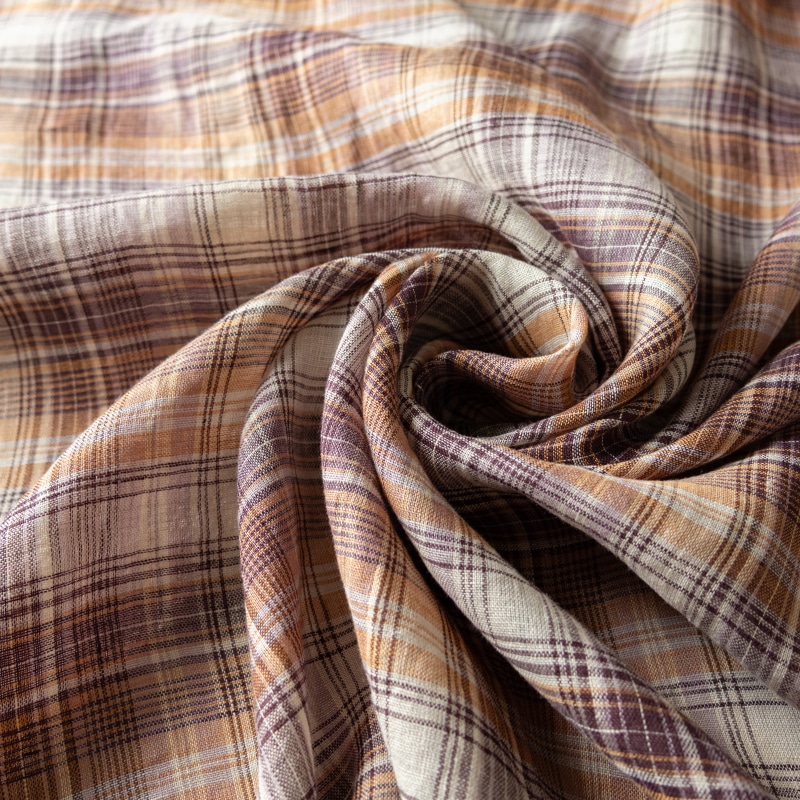 先染め 異番手 リネン マドラスチェック リネン生地 チェック柄 生地の森