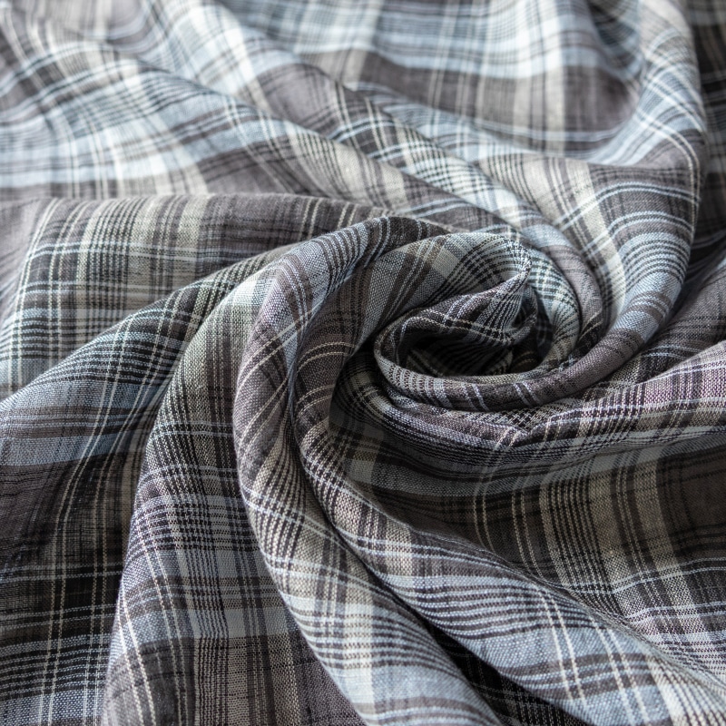 先染め 異番手 リネン マドラスチェック リネン生地 チェック柄 生地の森