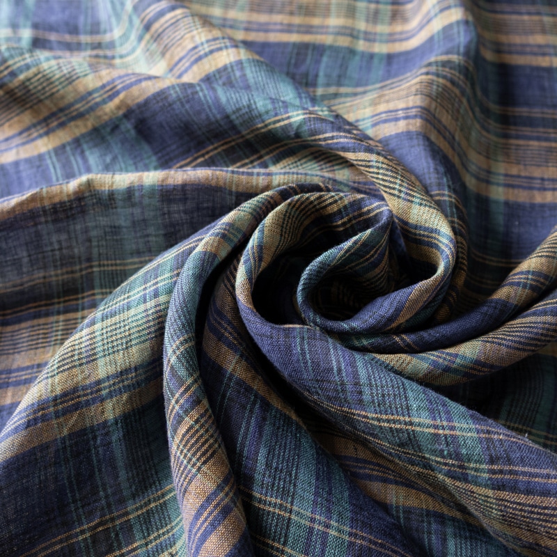 先染め 異番手 リネン マドラスチェック リネン生地 チェック柄 生地の森