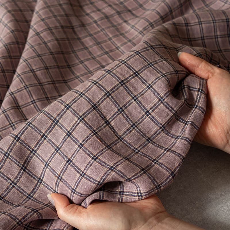 先染め 異番手 リネン ミニチェック リネン生地 チェック柄 生地の森