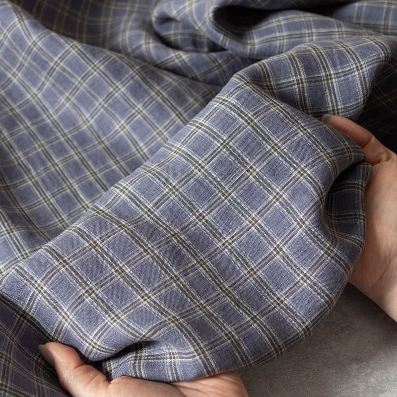 先染め 異番手 リネン ミニチェック リネン生地 チェック柄 生地の森