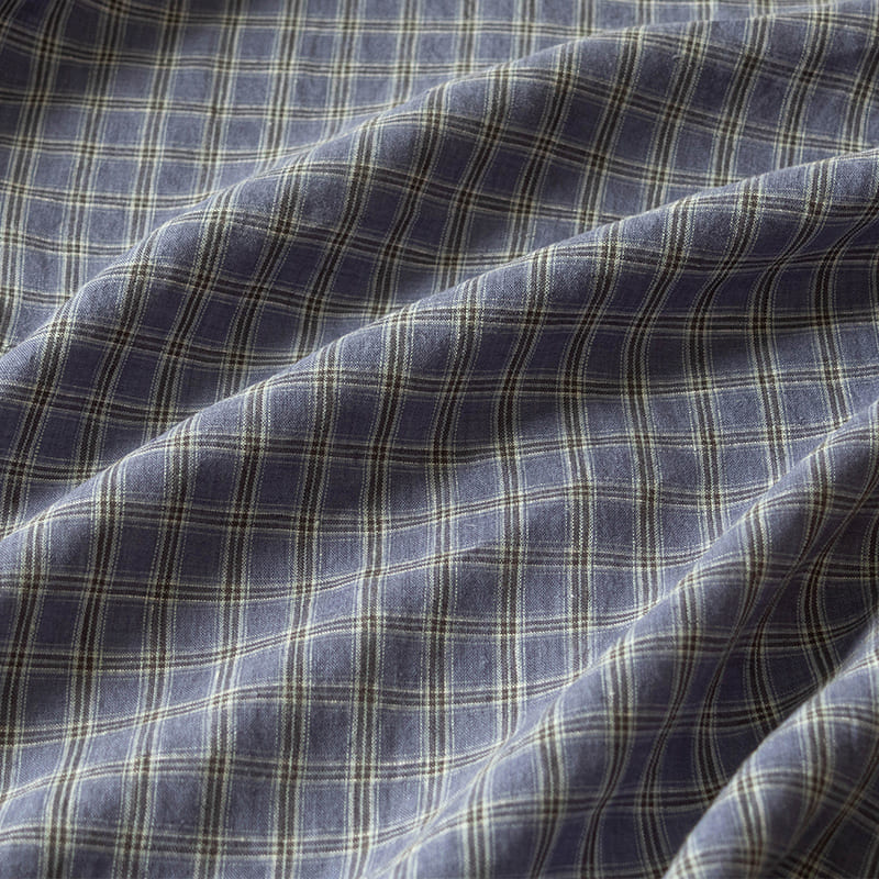 先染め 異番手 リネン ミニチェック リネン生地 チェック柄 生地の森