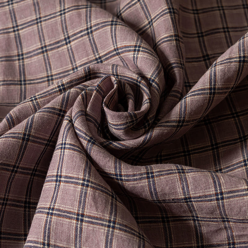 先染め 異番手 リネン ミニチェック リネン生地 チェック柄 生地の森