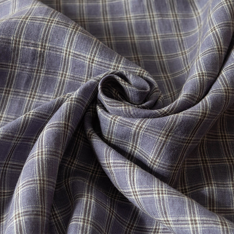 先染め 異番手 リネン ミニチェック リネン生地 チェック柄 生地の森