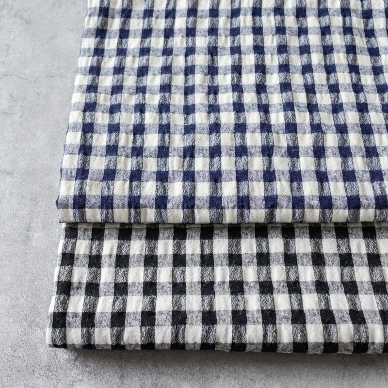 先染め綿麻ウールシャギーギンガムチェック　綿麻生地 チェック柄 生地の森