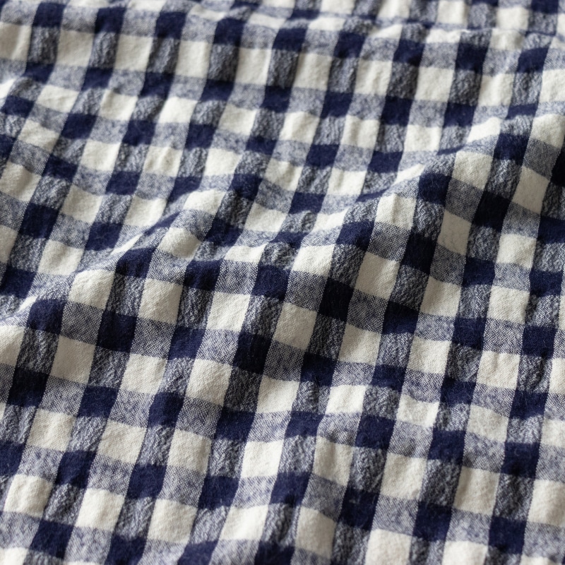 先染め綿麻ウールシャギーギンガムチェック　綿麻生地 チェック柄 生地の森