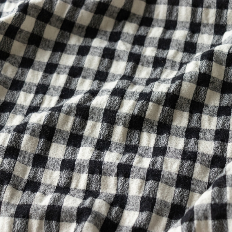 先染め綿麻ウールシャギーギンガムチェック　綿麻生地 チェック柄 生地の森