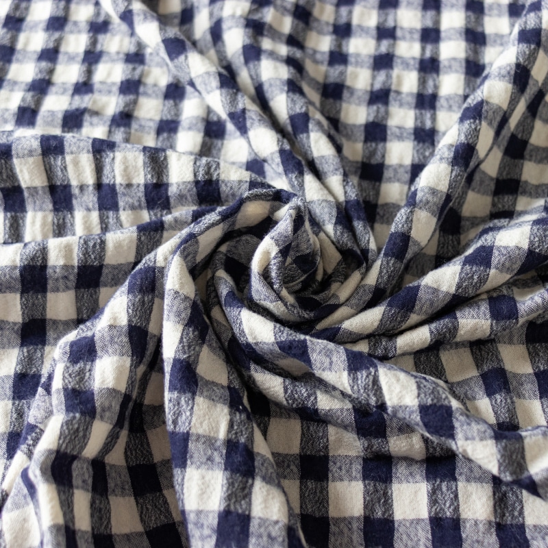 先染め綿麻ウールシャギーギンガムチェック　綿麻生地 チェック柄 生地の森