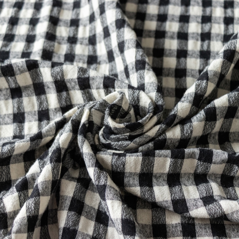 先染め綿麻ウールシャギーギンガムチェック　綿麻生地 チェック柄 生地の森