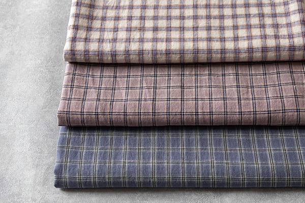 生地の森 先染め異番手リネンミニチェック