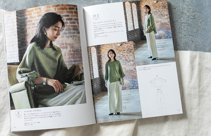 アパレルパターン専門店aviver サクッと作れてちょっと凝ってる素敵な大人服 リネン生地 生地の森 生地 掲載